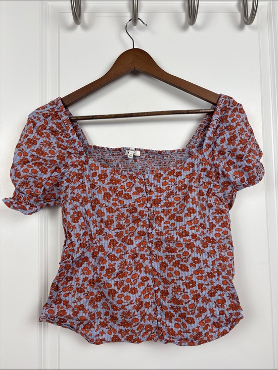Madewell Tops - Madewell Lavender Square-Neck Top with Rust Floral Print